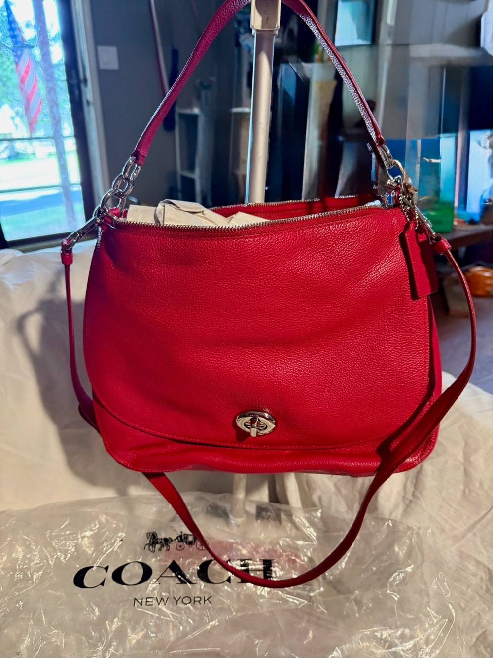 Pebbled Leather Turnlock Hobo Crossbody Shoulder Bag Vintage #Y2J Coach